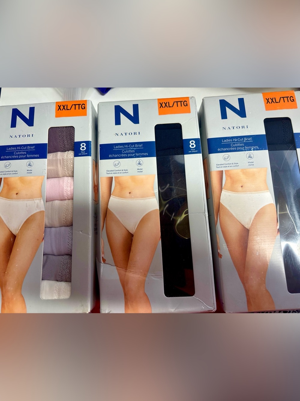 Natori Ladies Hi-Cut Briefs 3-Pack Box Set (24 Pairs Total) – Size XXL/TTG